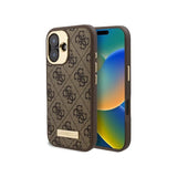 Husa MagSafe pentru Apple iPhone 16, Guess, 4G Logo Plate