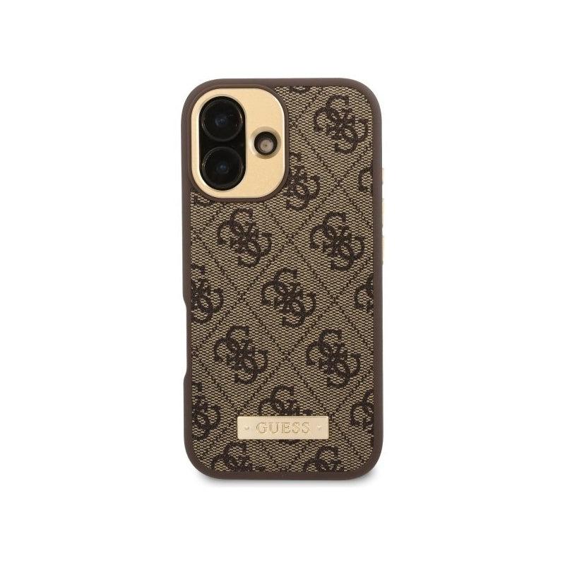 Husa MagSafe pentru Apple iPhone 16, Guess, 4G Logo Plate