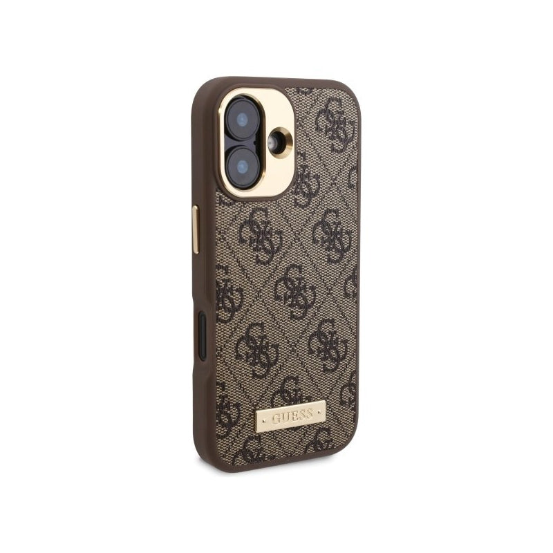 Husa MagSafe pentru Apple iPhone 16, Guess, 4G Logo Plate