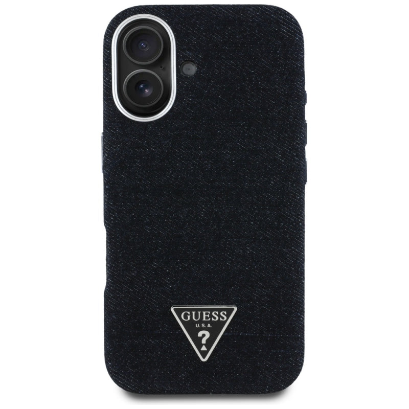 Husa MagSafe pentru Apple iPhone 16, Guess, Denim Triangle Logo