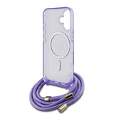 Husa MagSafe pentru Apple iPhone 16, Guess, IML Crossbody Cord Script