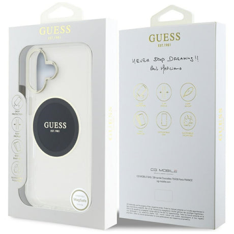 Husa MagSafe pentru Apple iPhone 16, Guess, IML Metal Colored Circl - Neagra - NotebookGsm