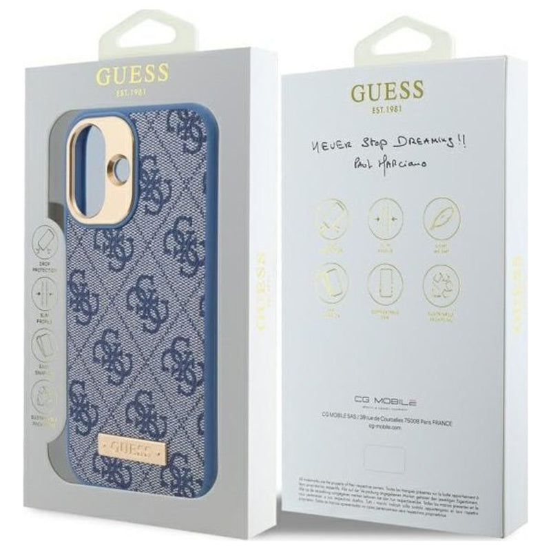 Husa MagSafe pentru Apple iPhone 16 Plus, Guess, 4G Logo Plate