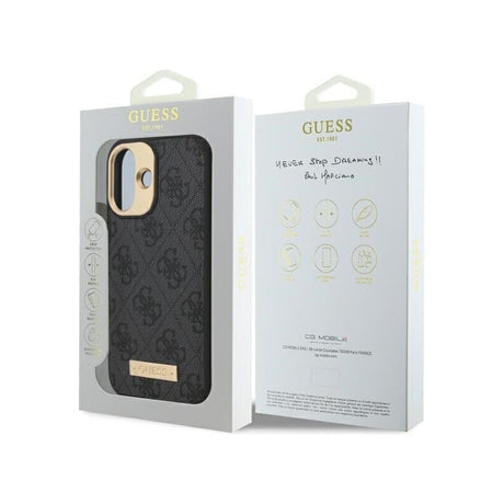 Husa MagSafe pentru Apple iPhone 16 Plus, Guess, 4G Logo Plat