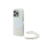 Husa MagSafe pentru Apple iPhone 16 Pro, Guess, IML Flowers Allover Electroplated with Pearl Strap