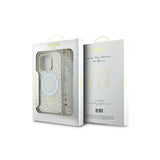 Husa MagSafe pentru Apple iPhone 16 Pro, Guess, IML Flowers Allover Electroplated with Pearl Strap
