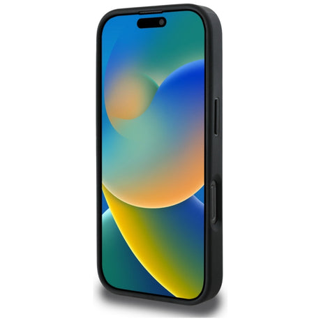 Husa MagSafe pentru Apple iPhone 16 Pro, Guess, Peony Grained Hot Stamp Triangl - Neagra - NotebookGsm