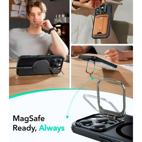 Husa MagSafe pentru Apple iPhone 16 Pro Max, ESR, Classic Hybrid Kickstand Slid - Neagra Satinata - NotebookGsm