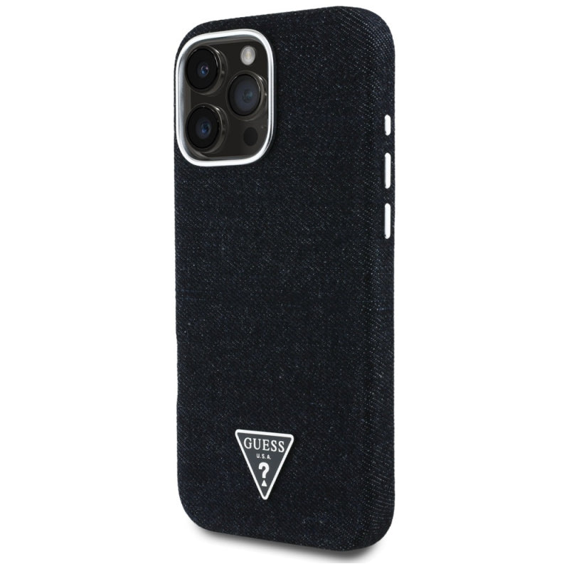 Husa MagSafe pentru Apple iPhone 16 Pro Max, Guess, Denim Triangle Logo