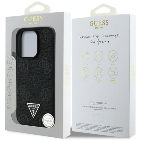 Husa MagSafe pentru Apple iPhone 16 Pro Max, Guess, Peony Grained Hot Stamp Triangl