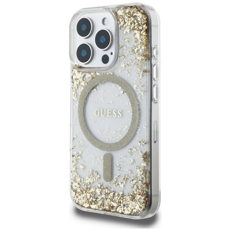 Husa MagSafe pentru Apple iPhone 16 Pro Max, Guess, Resin Bottom Glitt
