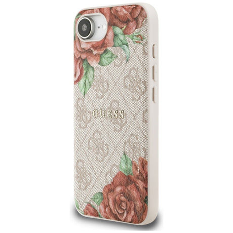 Husa MagSafe pentru Apple iPhone 16e, Guess, 4G Flowers Print - Roz - NotebookGsm