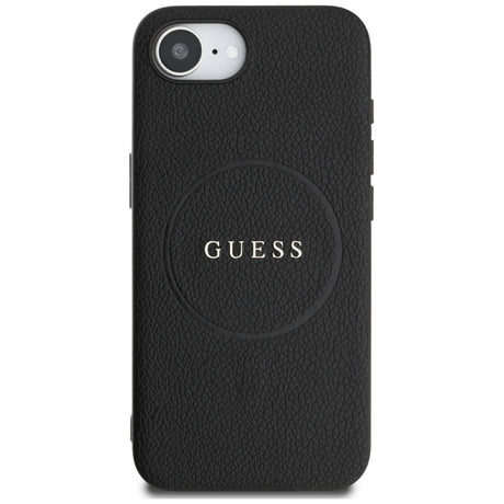 Husa MagSafe pentru Apple iPhone 16e, Guess, Grained Gold Rin - Neagra - NotebookGsm