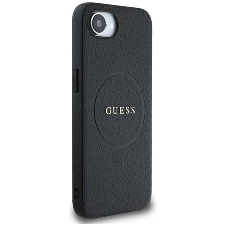Husa MagSafe pentru Apple iPhone 16e, Guess, Grained Gold Rin - Neagra - NotebookGsm