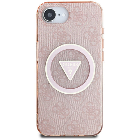 Husa MagSafe pentru Apple iPhone 16e, Guess, IML Glitter 4G Circle Triangle - Roz - NotebookGsm