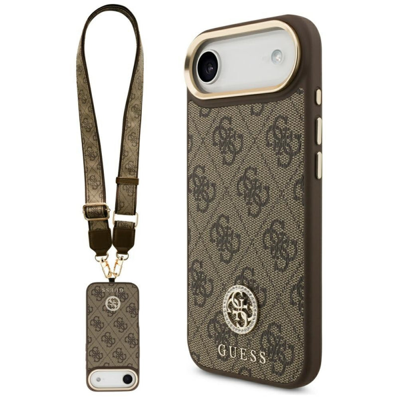 Husa MagSafe pentru Apple iPhone 17 Air, Guess, 4G Strass Logo with Big Strap