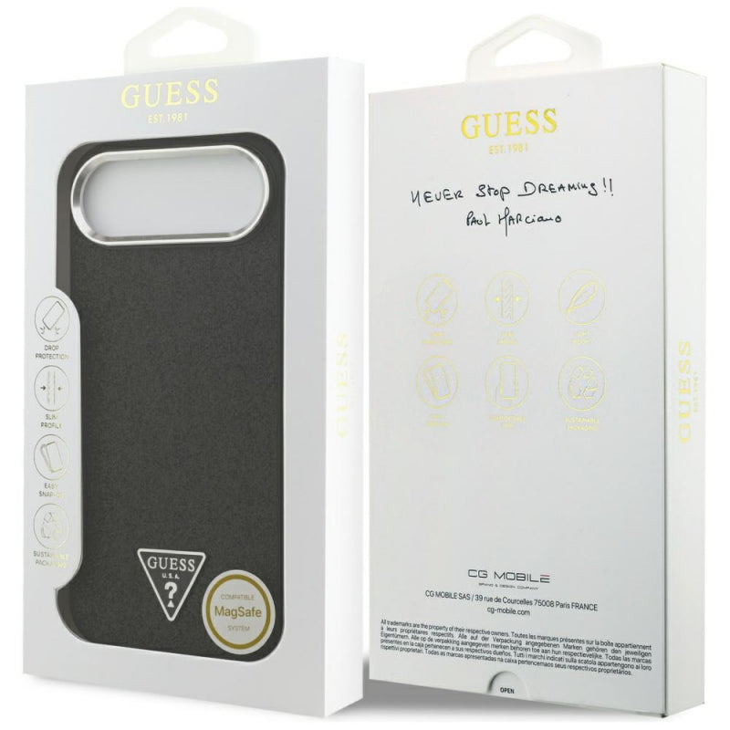 Husa MagSafe pentru Apple iPhone 17 Air, Guess, Glitter Triangle Logo