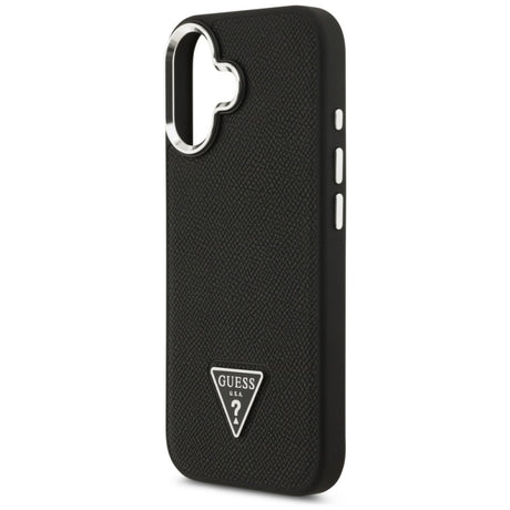 Husa MagSafe pentru Apple iPhone 17, Guess, Grained Triangle Logo - Neagra Argintie - NotebookGsm