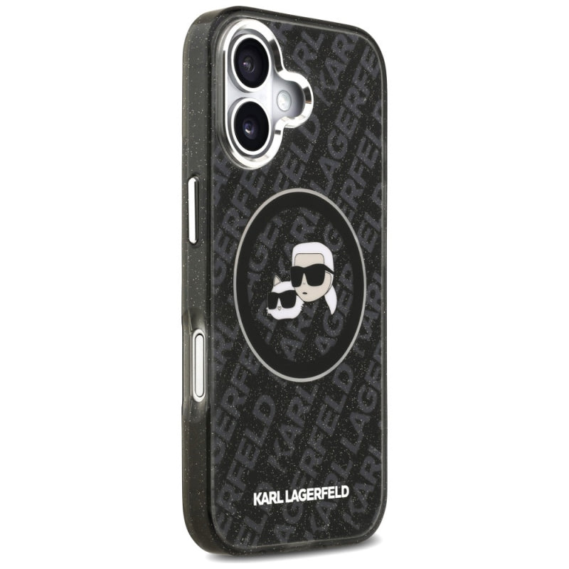 Husa MagSafe pentru Apple iPhone 17, Karl Lagerfeld, Glitter Karl &amp; Choupette Head
