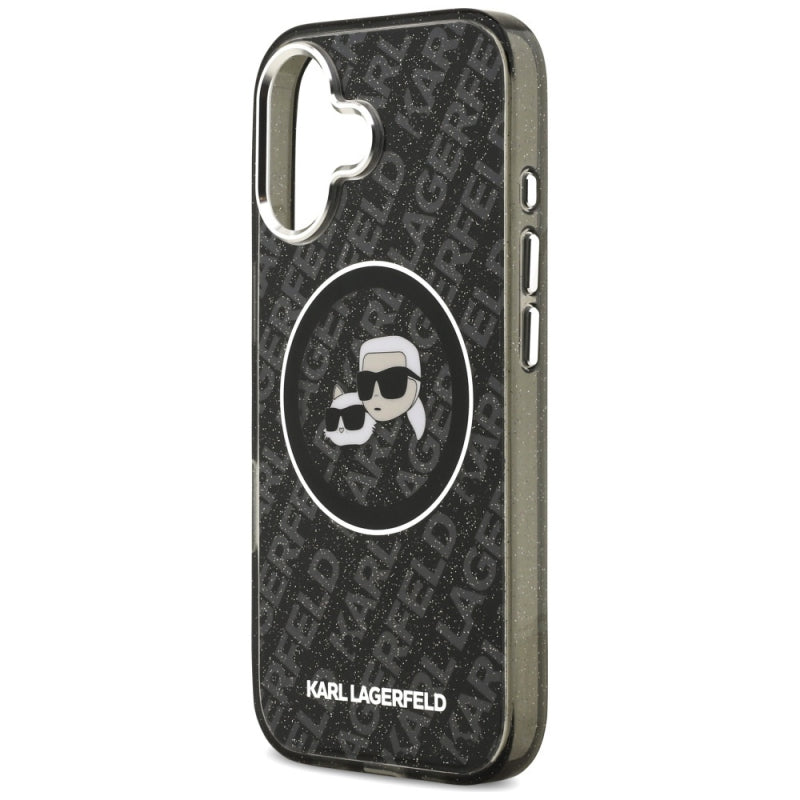 Husa MagSafe pentru Apple iPhone 17, Karl Lagerfeld, Glitter Karl &amp; Choupette Head