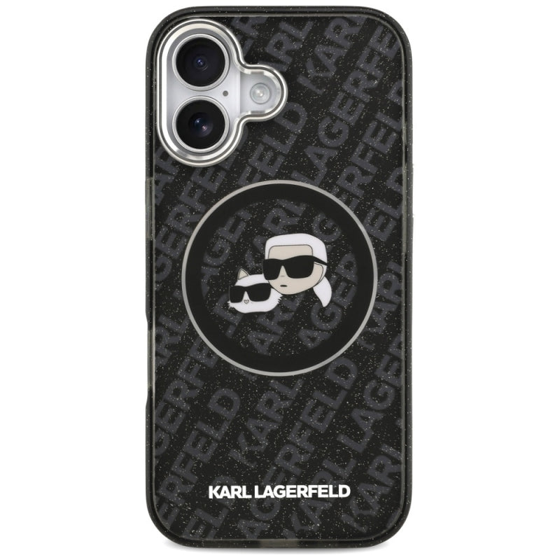 Husa MagSafe pentru Apple iPhone 17, Karl Lagerfeld, Glitter Karl &amp; Choupette Head