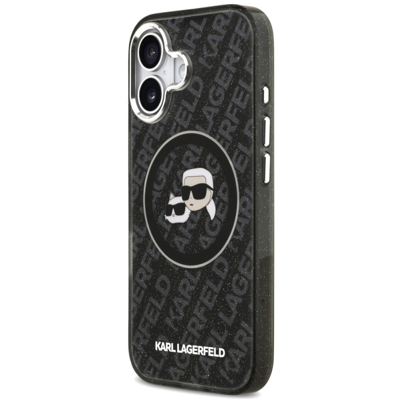 Husa MagSafe pentru Apple iPhone 17, Karl Lagerfeld, Glitter Karl &amp; Choupette Head