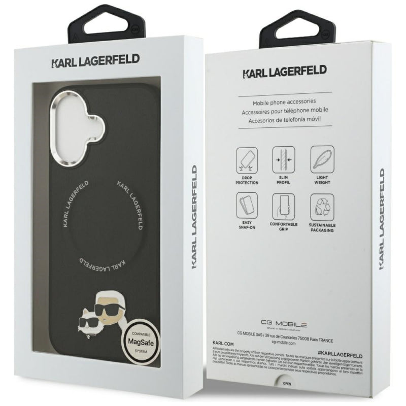 Husa MagSafe pentru Apple iPhone 17, Karl Lagerfeld, Karl &amp; Choupette Pins - Neagra - NotebookGsm