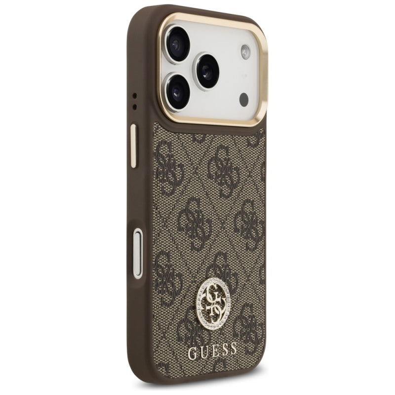 Husa MagSafe pentru Apple iPhone 17 Pro, Guess, 4G Strass Logo with Big Strap