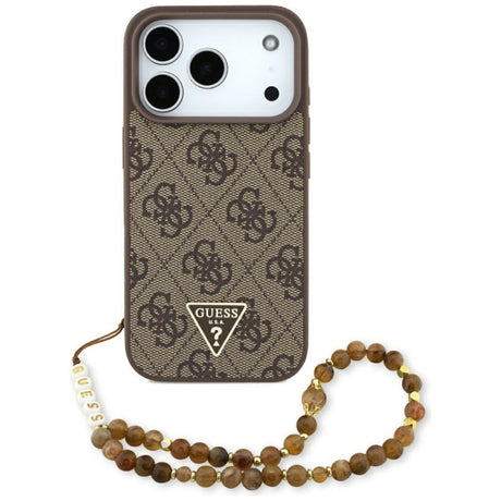 Husa MagSafe pentru Apple iPhone 17 Pro, Guess, 4G Triangle Logo with Pearl Strap