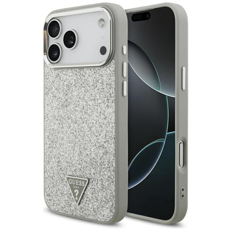 Husa MagSafe pentru Apple iPhone 17 Pro, Guess, Glitter Triangle Logo