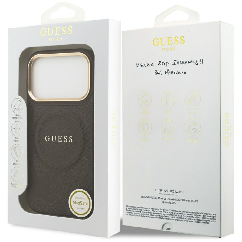 Husa MagSafe pentru Apple iPhone 17 Pro, Guess, Peony Hot Stamp