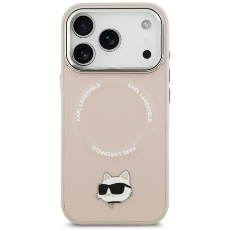 Husa MagSafe pentru Apple iPhone 17 Pro, Karl Lagerfeld, Choupette Pin - Roz - NotebookGsm