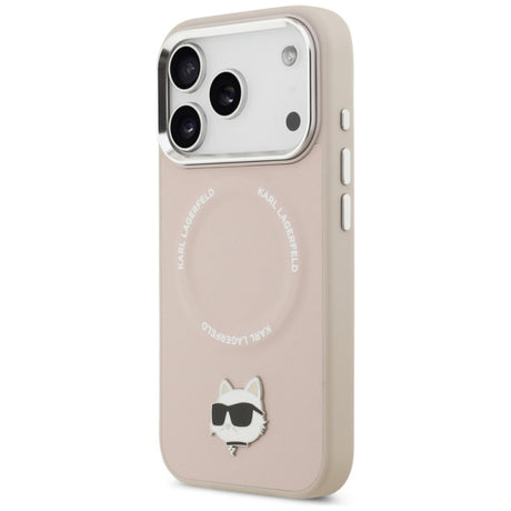 Husa MagSafe pentru Apple iPhone 17 Pro, Karl Lagerfeld, Choupette Pin - Roz - NotebookGsm