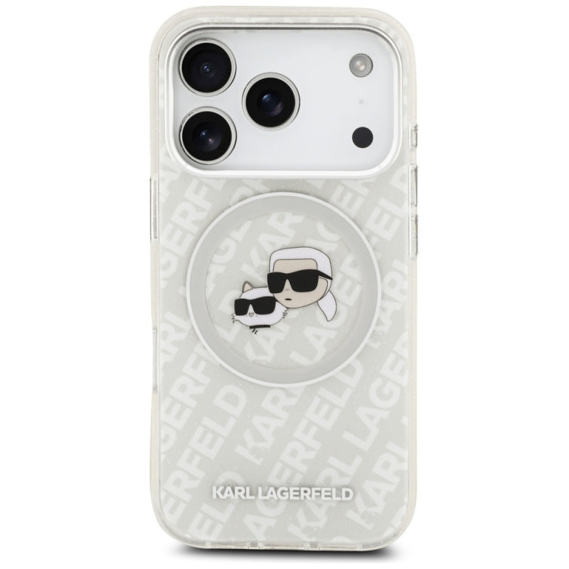 Husa MagSafe pentru Apple iPhone 17 Pro, Karl Lagerfeld, Glitter Karl &amp; Choupette Head