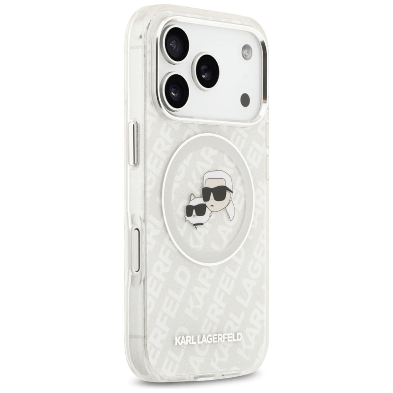 Husa MagSafe pentru Apple iPhone 17 Pro, Karl Lagerfeld, Glitter Karl &amp; Choupette Head