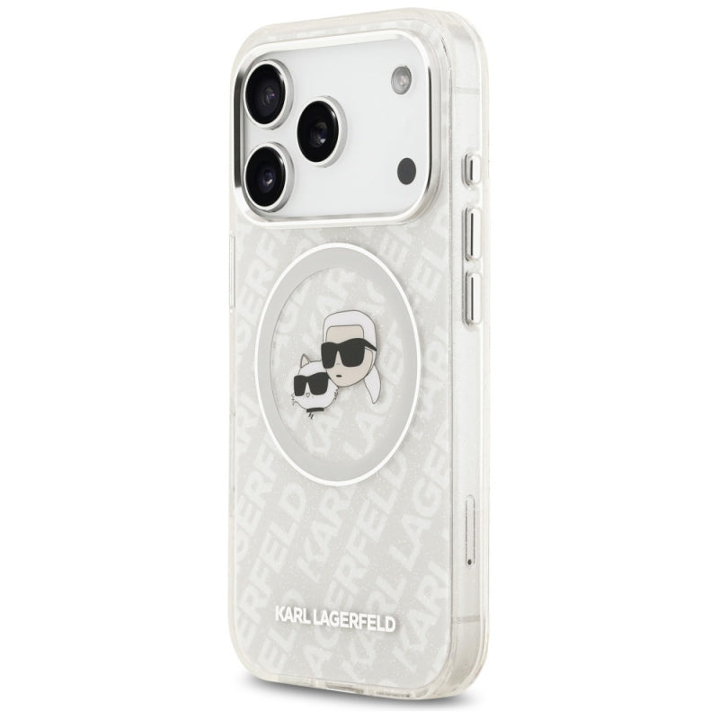 Husa MagSafe pentru Apple iPhone 17 Pro, Karl Lagerfeld, Glitter Karl &amp; Choupette Head
