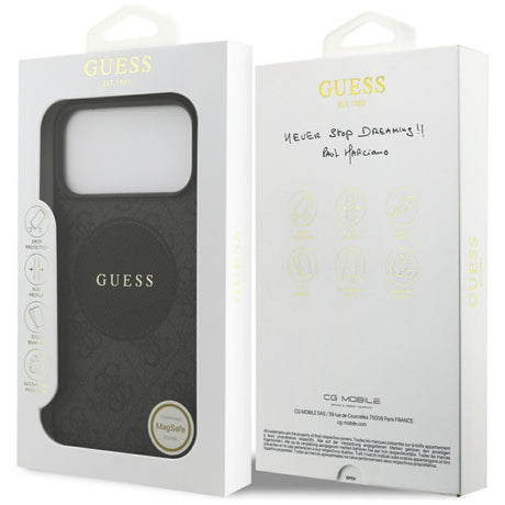 Husa MagSafe pentru Apple iPhone 17 Pro Max, Guess, 4G Circle Classic Logo - Neagra - NotebookGsm
