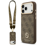 Husa MagSafe pentru Apple iPhone 17 Pro Max, Guess, 4G Strass Logo with Big Strap