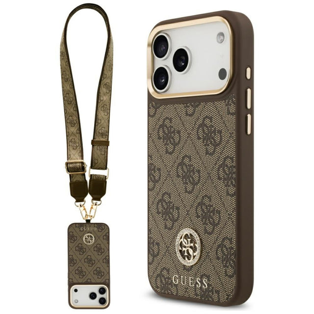 Husa MagSafe pentru Apple iPhone 17 Pro Max, Guess, 4G Strass Logo with Big Strap