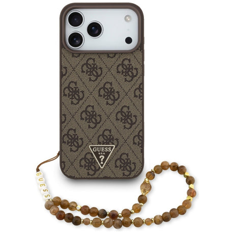 Husa MagSafe pentru Apple iPhone 17 Pro Max, Guess, 4G Triangle Logo Cord Strap