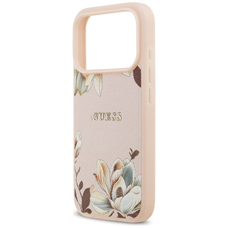 Husa MagSafe pentru Apple iPhone 17 Pro Max, Guess, Grained Flowers - Roz - NotebookGsm
