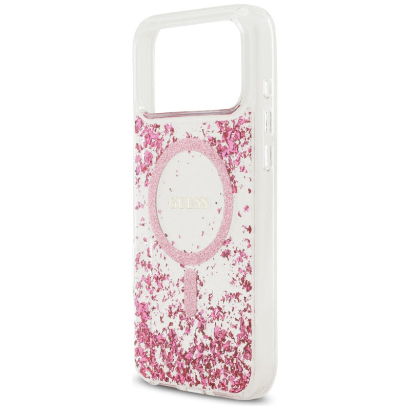 Husa MagSafe pentru Apple iPhone 17 Pro Max, Guess, Resin Bottom Glitter