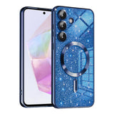 Husa MagSafe pentru Samsung Galaxy A35 5G A356, Techsuit, Luxury Glitter, Albastra