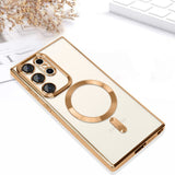 Husa MagSafe pentru Samsung Galaxy S22 Ultra 5G S908, Techsuit, Luxury Crystal, Aurie