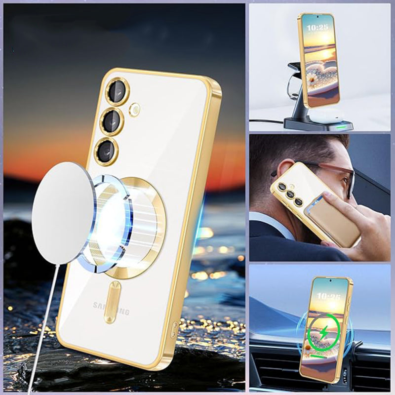 Husa MagSafe pentru Samsung Galaxy S23 S911, Techsuit, Luxury Crystal, Mov Deschis
