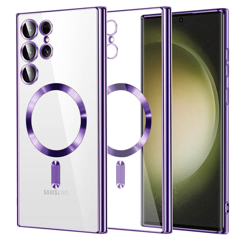Husa MagSafe pentru Samsung Galaxy S23 Ultra S918, Techsuit, Luxury Crystal, Mov Deschis
