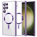 Husa MagSafe pentru Samsung Galaxy S23 Ultra S918, Techsuit, Luxury Crystal, Mov Deschis