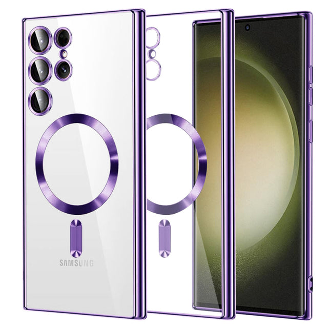 Husa MagSafe pentru Samsung Galaxy S23 Ultra S918, Techsuit, Luxury Crystal, Mov Deschis