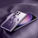 Husa MagSafe pentru Samsung Galaxy S23 Ultra S918, Techsuit, Luxury Crystal, Mov Deschis