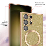 Husa MagSafe pentru Samsung Galaxy S23 Ultra S918, Techsuit, Luxury Glitter, Verde Inchis